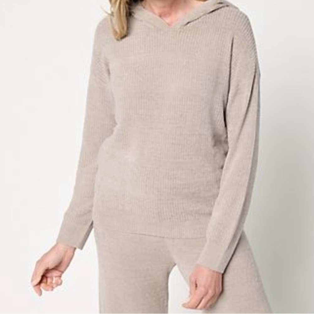 NWT  Dreams COZYCHIC ULTRA LITE STRIPED Hooded TOP- IN BEACH ROCK B6